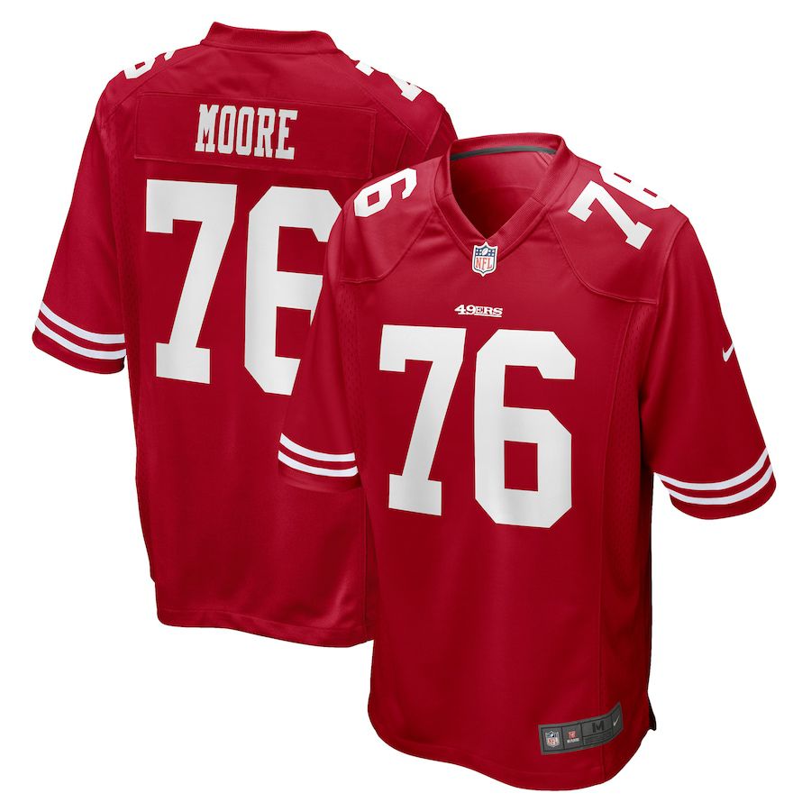 Men San Francisco 49ers #76 Jaylon Moore Nike Scarlet Game NFL Jersey